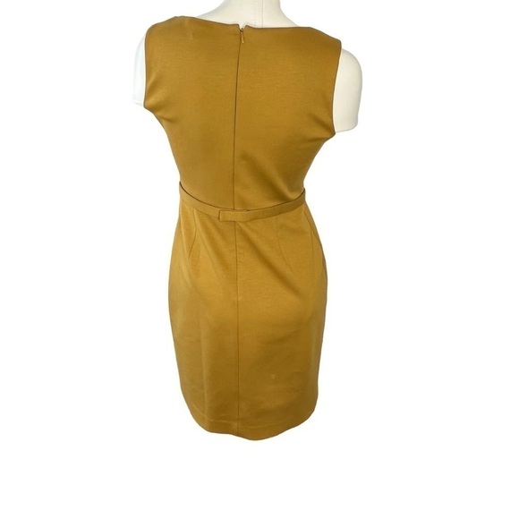 VINTAGE T TAHARI Sheath Belted Twisted Neckline Sleeveless Dress Gold Size 2 - Picture 3 of 14